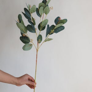 31 Faux Pink Eucalyptus Stems, Artificial Blush Eucalyptus, Holiday Home Decor/Fall Decor/Wedding/gift image 2