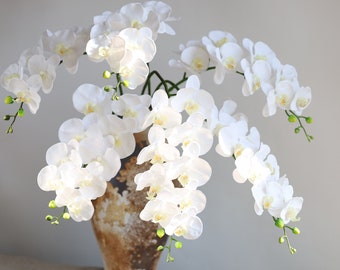 34" Białe orchidee, Orchidea Real Touch, Łodyga orchidei, Sztuczne orchidee, Sztuczna orchidea, Kwiaty Real Touch, Sztuczne orchidee/ślub/Prezent