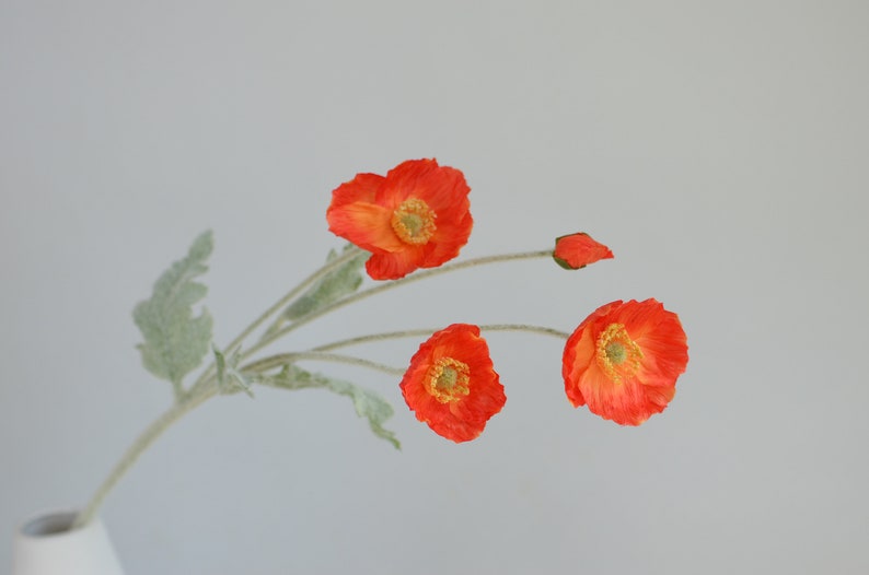 23 Artificial Poppy, Silk Wildflowers, Silk Poppy, Artificial Faux Flower, Faux Wildflowers/Home Decoration/Gift/Kitchen Decorations Dark orange