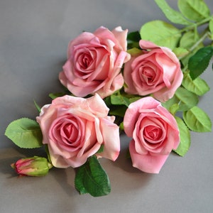 Taffy Pink Roses, English Garden Roses, Wedding Decor, Home Decoration, Real Touch Roses, Dusty Pink flowers, DIY Wedding Bouquets