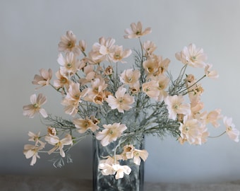 Cosmos artificiales de 23", Cosmos color champán, Flores color melocotón, Flores de cosmos de imitación, Cosmos de seda, Flores artificiales/Decoración del hogar