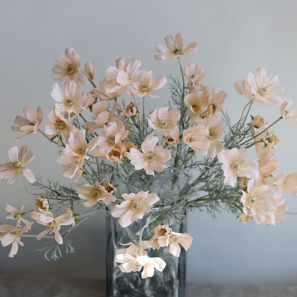 23" Artificial Cosmos, Champagne Cosmos, Peach Flowers, Faux Cosmos stems, Silk Cosmos, Artificial Flowers/Home decor