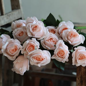 27.5&quot; Pink Roses, Artificial Flowers, Real Touch Flowers, Real Touch Roses, Faux Roses/Blush Roses/Faux Flowers