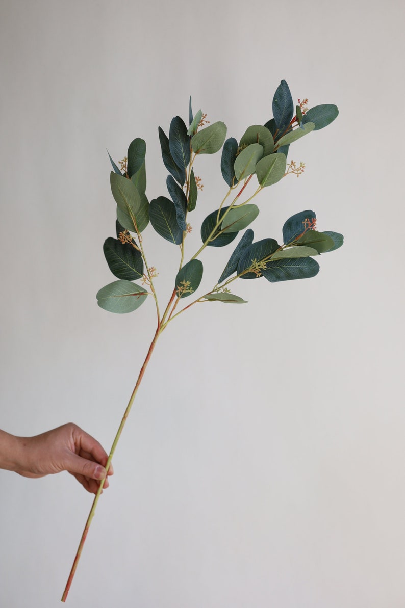 31 Faux Pink Eucalyptus Stems, Artificial Blush Eucalyptus, Holiday Home Decor/Fall Decor/Wedding/gift Green-Meiguo YJL