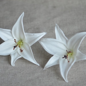 Real touch Tiger Lily Flower, DIY Bouquet, Cake Toper, Real Touch Lily, White Garden lilies, White Tiger Lilies