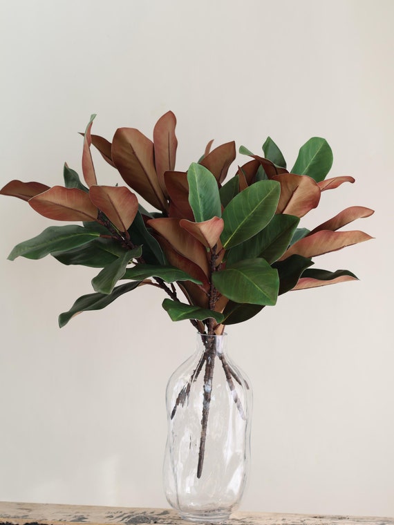 22" Faux Magnolia Leaves, Magnolia Stems, Artificial Magnolia Leaves, Faux Branches/Garden Flower Gift