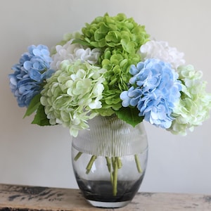 12&quot; Real Touch hydrangea Flowers, Green Artificial Hydrangeas, Faux White hydrangeas, Wedding Decor/Home Decor/Gift For Her