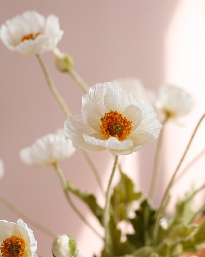 Artificial Poppy Silk Wildflowers Silk Poppy Artificial Etsy