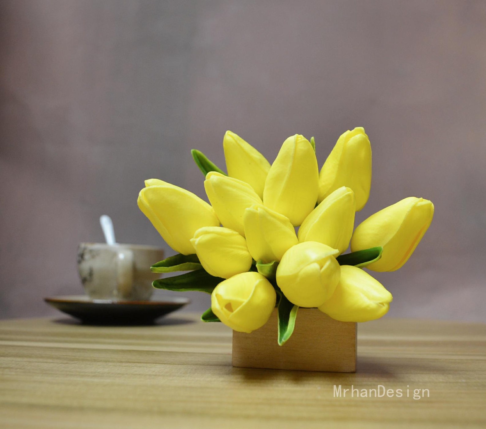 Yellow Silk Tulips Real Touch Silk Bridal Bouquets Yellow Mini Etsy