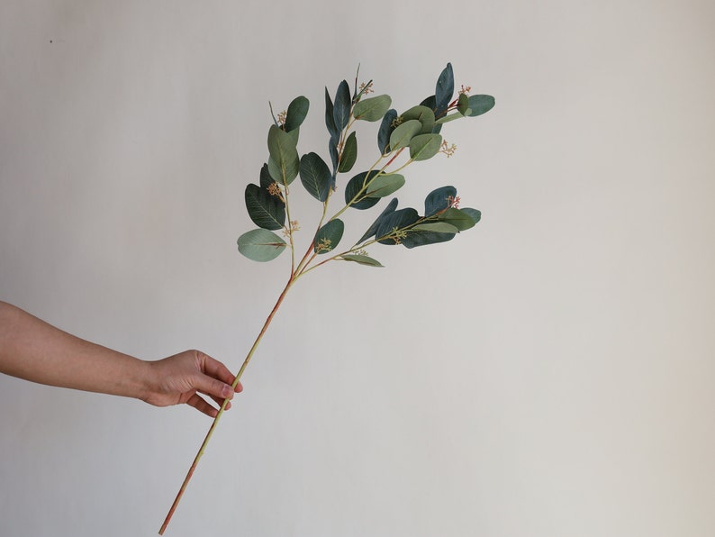31 Faux Pink Eucalyptus Stems, Artificial Blush Eucalyptus, Holiday Home Decor/Fall Decor/Wedding/gift image 9