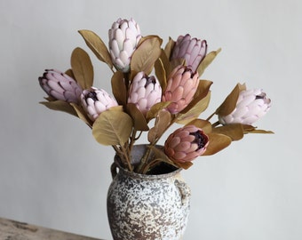 60 cm Faux King Protea Stamm, künstliche Blumen, weiße Protea, künstliche Protea, Herbst Protea, Hochzeit / Dekoration / Herbstblumen / Geschenk