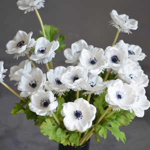Deep Blue Center Anemones Real Touch Flowers, Centerpieces, Decorative Flowers Navy Blue Anemones image 3