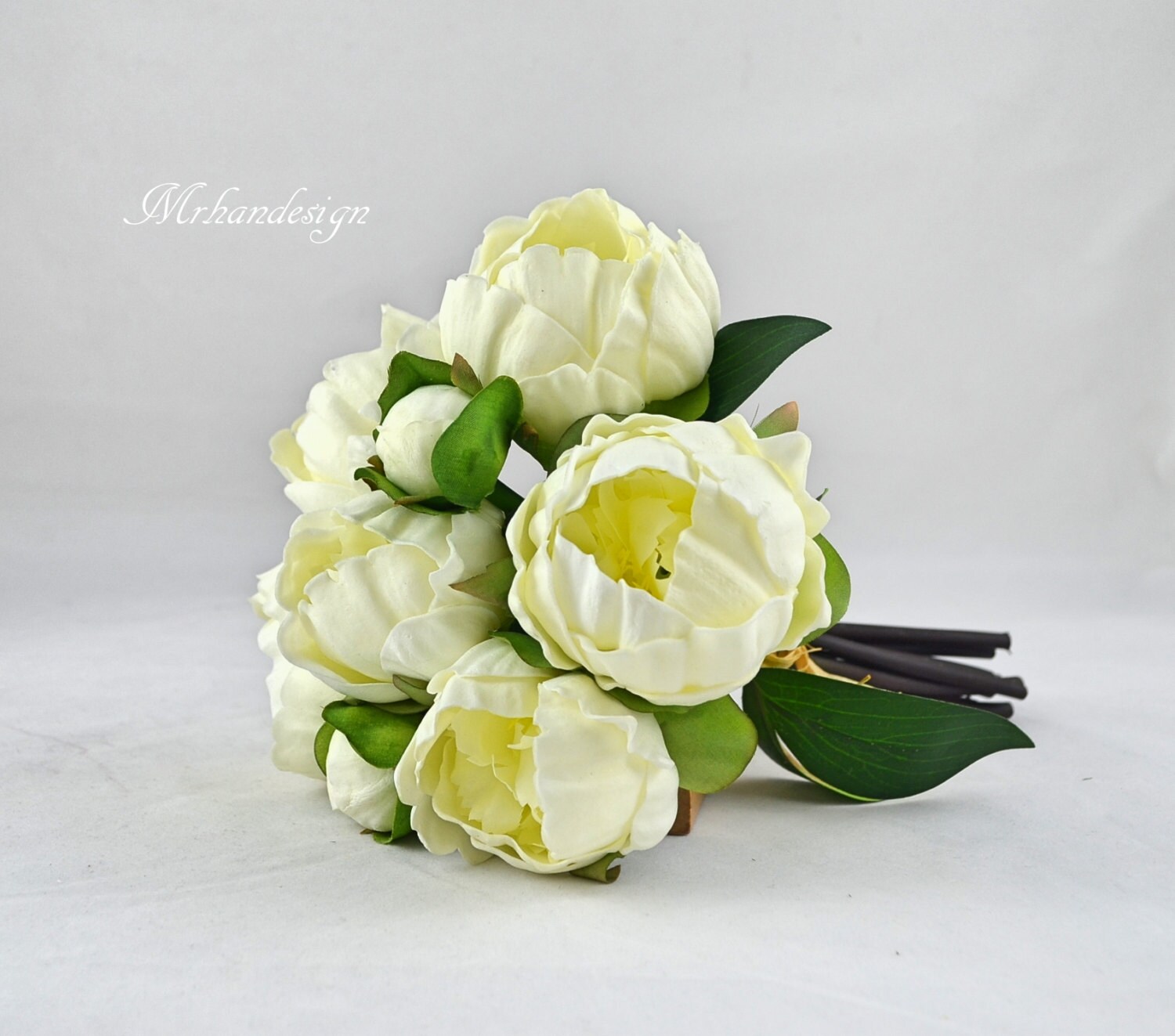 Real Touch Ivory Peonies Off White Flowers Silk Peony Bridal Etsy