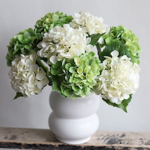 20 &quot;Real Touch weiß grüne Hortensie, künstliche Hortensie, künstliche weiße Hortensie, DIY Hochzeit / Hochzeitsdekor / Wohndekor