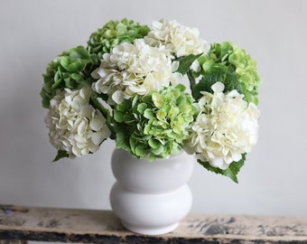 20" Real Touch White Green hydrangea, Artificial Hydrangea, Faux White hydrangea, DIY Wedding/Wedding Decor/Home Decor