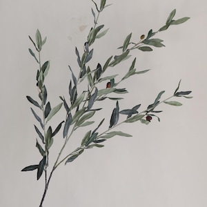 100 cm konstgjord olivkvist, olivstjälkar, konstgjorda olivstjälkar, olivblad/konstgjorda grenar/konstgjorda stjälkar/trädgårdsblomma present bild 7