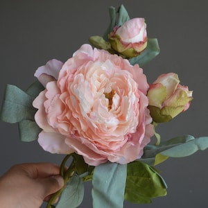 3 Heads Dried Look Faux Peony, Silk Dried Peonies, Artificial Peonies, Vintage Peonies, DIY Silk Wedding Bride Bouquets,