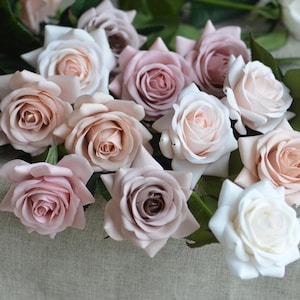 16&quot; Real Touch Roses, Real Touch Flowers, Morandi pink flowers, Quicksand Roses, Beige Roses, Garden Flower Gift