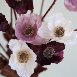 20&quot; Silk Purple Poppy, Purple Artificial Flowers, Fall Wedding/Home Deco/Kitchen Decoration/Holiday Host Gift