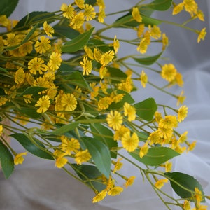 3 Colors! Yellow Artificial Wildflowers, Silk Wildflowers, Artificial Chamomile, Miniature Wildflowers, Faux Wildflowers, Faux Greeny,