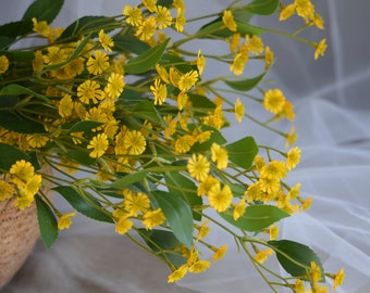 3 Farben! Gelbe künstliche Wildblumen, Seide Wildblumen, Künstliche Kamille, Miniatur Wildblumen, Faux Wildblumen, Faux Greeny,