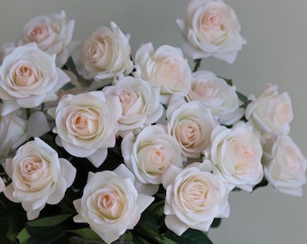 16" Real Touch Blush Pink Roses, Faux Floral Arrangement