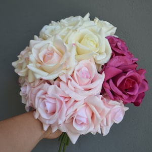 Blush Garden Roses, Real Touch Rose Bundle, Pink Roses, Artificial Flowers, Wedding Decor, Home Decoration, Realistic flower0813