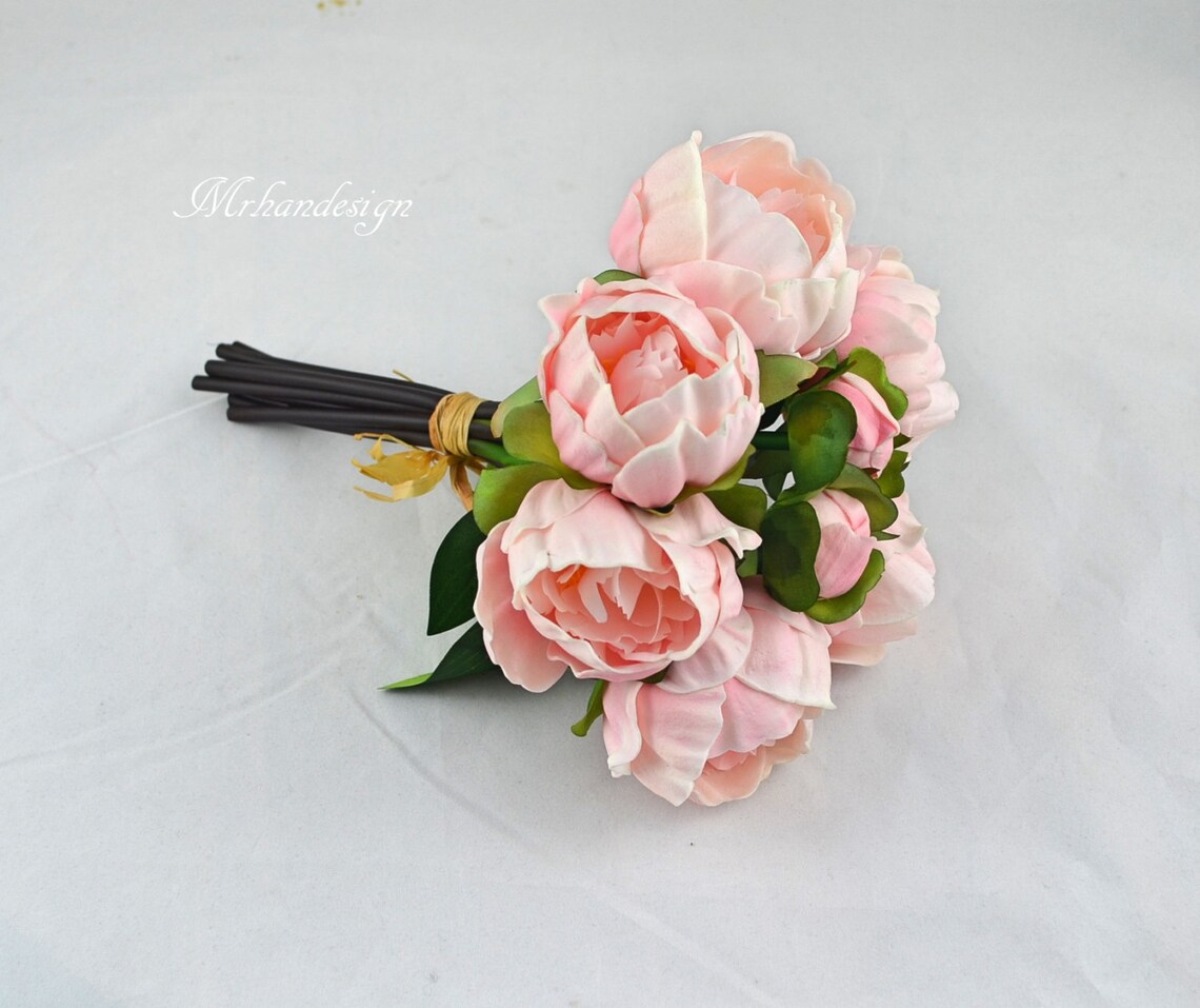 Pink Peony Bundles Real Touch Flowers Silk Peony Bridal Etsy