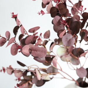 Faux Eucalyptus, Burgundy Eucalyptus, Fall flowers, Artificial Eucalyptus, Autumn Orange Eucalyptus, Faux Leaves, Fall Decor image 4