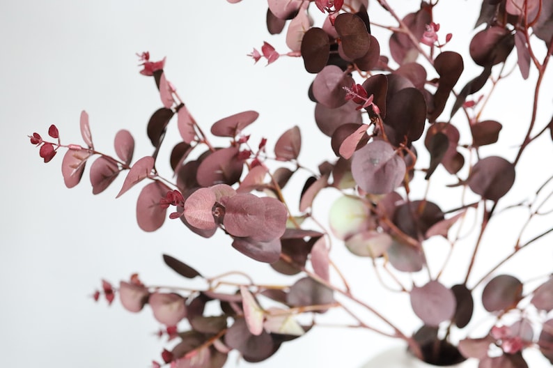 Faux Eucalyptus, Burgundy Eucalyptus, Fall flowers, Artificial Eucalyptus, Autumn Orange Eucalyptus, Faux Leaves, Fall Decor image 4