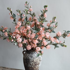 35“ Faux Camellia Blossom, Artificial flowers, Spring Flowers, Peach Silk Wildflowers, Wedding/Home Decoration/Gifts