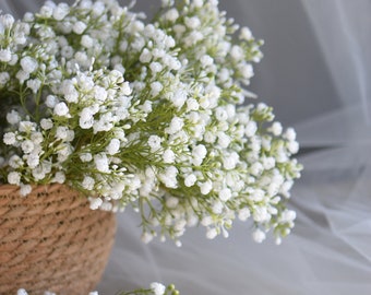 10 Pack Artificial Baby Breath Flowers With Long Stem, Mix Fake Gypsophila  Leaves For Home, Office, Indoor And Outdoor Wedding Decoration (white + Blu