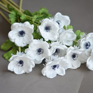 Deep Blue Center Anemones Real Touch Flowers, Centerpieces, Decorative Flowers Navy Blue Anemones image 7