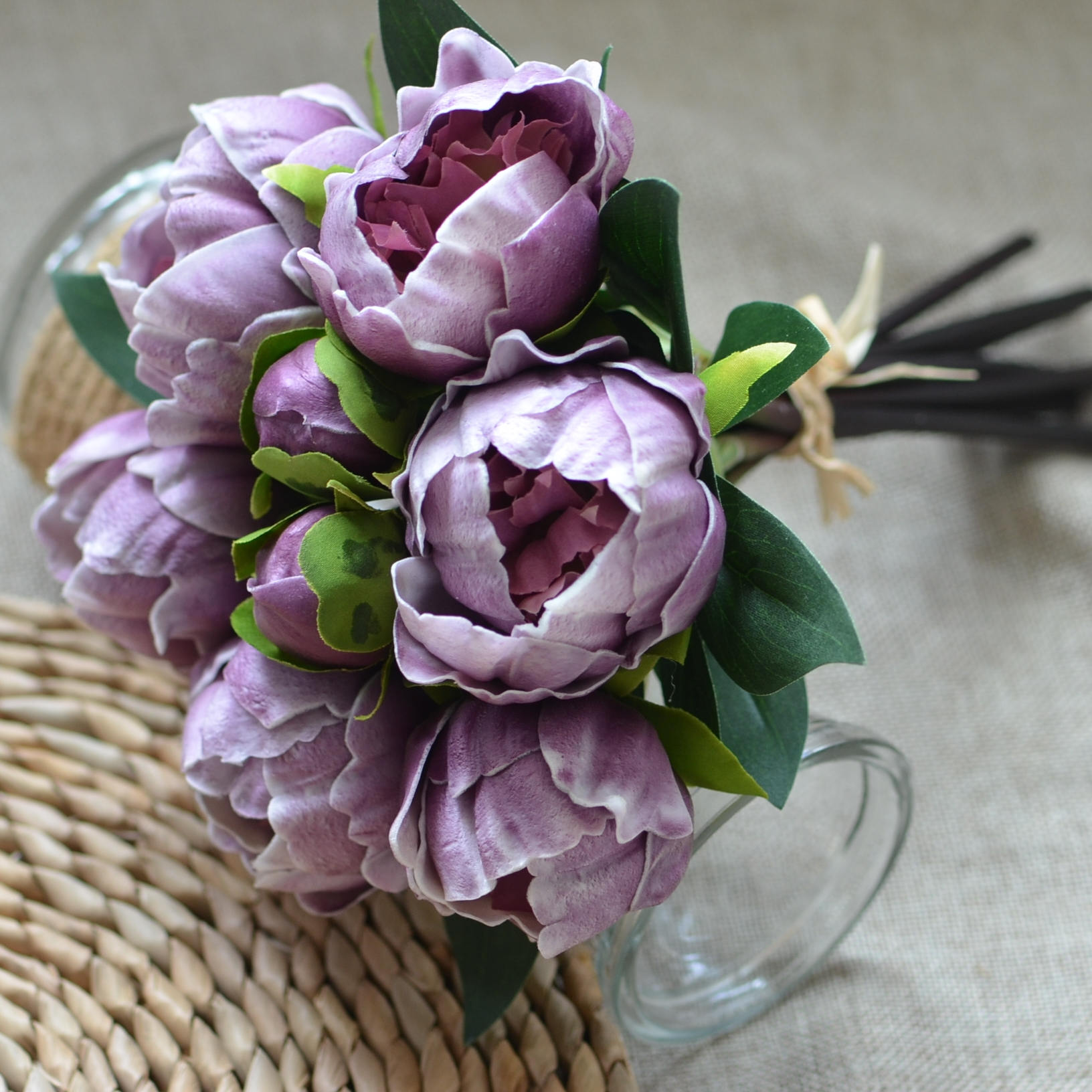 Purple Peonies Real Touch Silk Bridal Bouquets Wedding Etsy