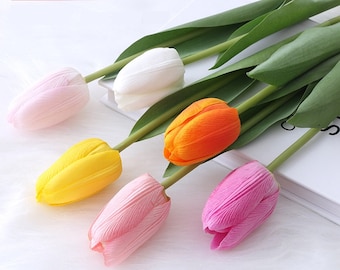 6 colors! 10PCS Real Touch Tulips, Artificial Tulips, Artificial Flowers, White Tulips, Faux Tulips, Gift, Wedding Flowers, Bedroom Flowers