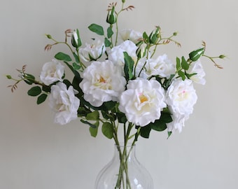 26" White Garden Roses, Real Touch Roses, Real Touch Flowers, Silk Roses, Fake Flowers, White Flowers, Gift For Her