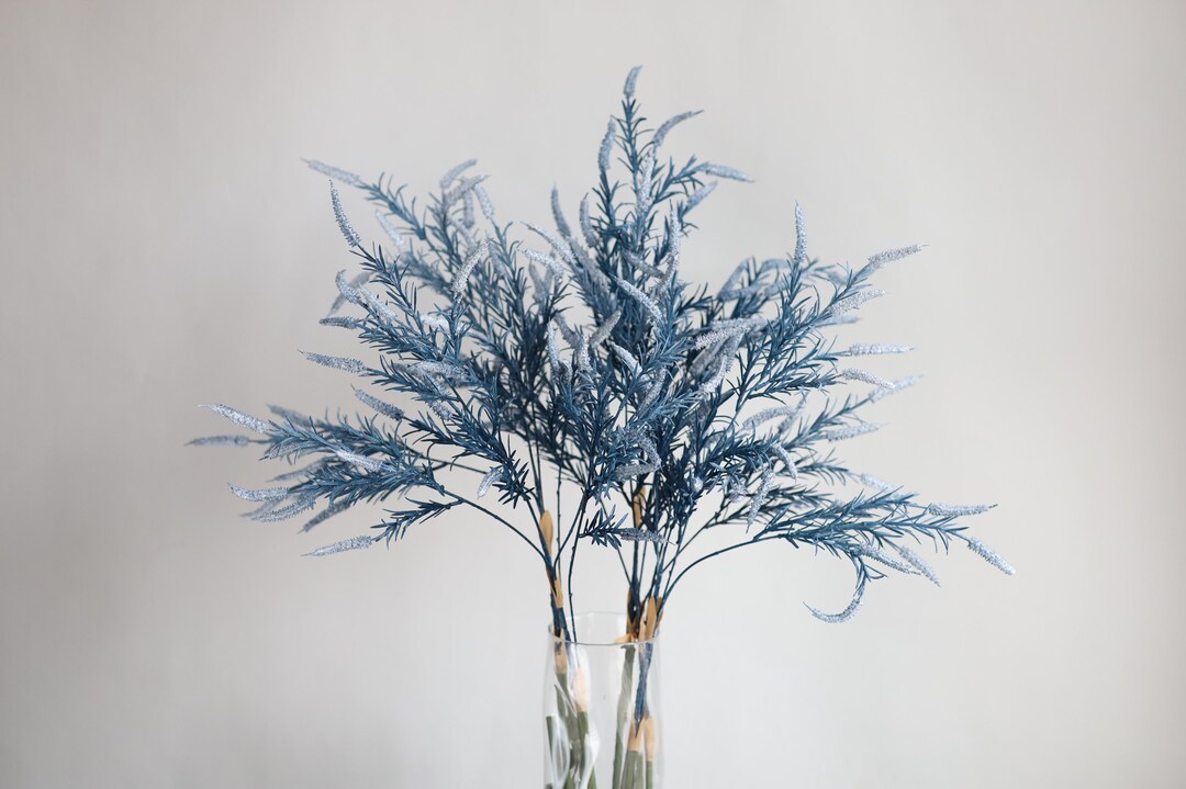 34.5 Dusty Blue Flowers, Artificial Salvia, Artificial Flowers, Artificial Wildflowers, Faux