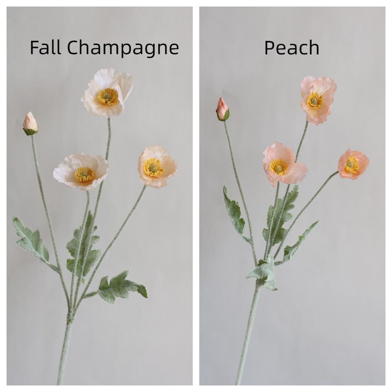 Fleurs de pavot artificielles 23", fleurs sauvages en soie, coquelicots rouges, fleur orange/cadeau/décor floral image 12