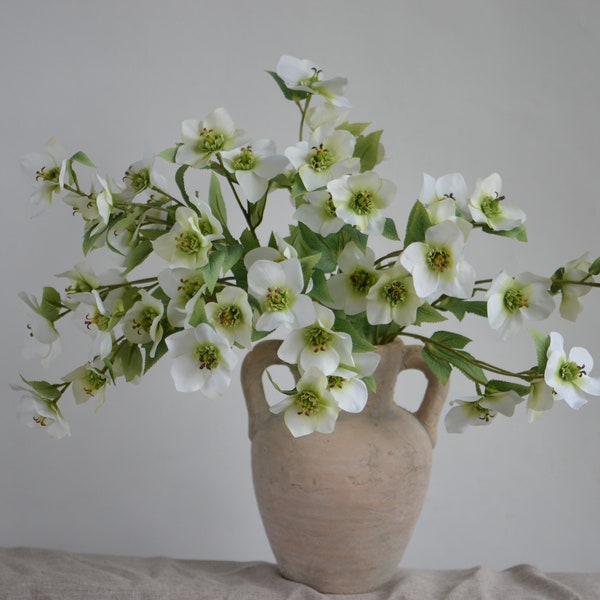 17.5" Artificial Hellebores, White Flowers, Faux Florals, Faux Flowers, Faux Wildflowers, Fake Flowers/Home/Kitchen Decorations/Gifts