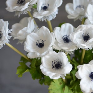 Deep Blue Center Anemones Real Touch Flowers, Centerpieces, Decorative Flowers Navy Blue Anemones image 4