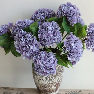 20 Real Touch Huge purple Hydrangea Stem, Realistic Artificial Lavender Purple Flower, /DIY Floral/Wedding/Home Decoration/Gift image 3