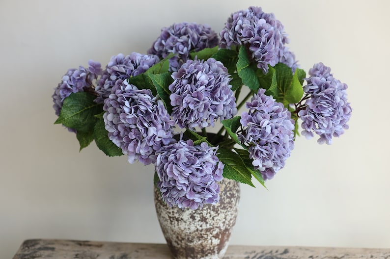 20 Real Touch Huge purple Hydrangea Stem, Realistic Artificial Lavender Purple Flower, /DIY Floral/Wedding/Home Decoration/Gift image 3
