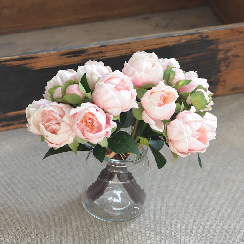 Pink Peony Bundles Real Touch Flowers Silk Peony Bridal Etsy