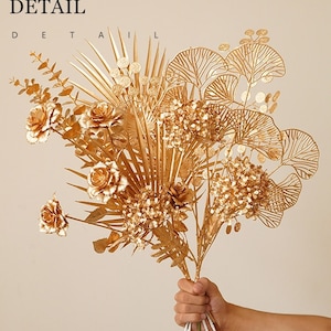 Golden Eucalyptus, Golden Palm leaves, Monstera Leaf, Golden Roses, Gold Hydrangeas, Gingko leaves, Home Decor, Gift