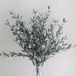 40&quot; Faux Olive Branch, Olive Stems, Artificial Olive stems, Olive Leaf/Faux Branches/Faux Stems/Garden Flower Gift