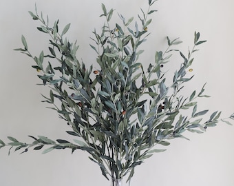 Rama de olivo artificial de 40", tallos de olivo, tallos de olivo artificiales, hojas de olivo/ramas artificiales/tallos artificiales/regalo de flores de jardín
