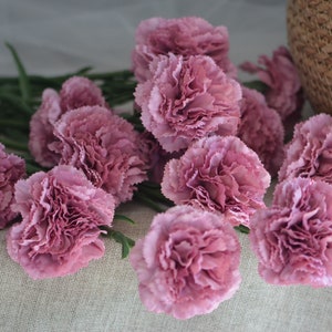 3 Colors! Purple Carnations, Real Touch white Carnations, Artificial flowers, Gift For Her, Gift For Mom371