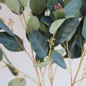 31 Faux Pink Eucalyptus Stems, Artificial Blush Eucalyptus, Holiday Home Decor/Fall Decor/Wedding/gift image 6