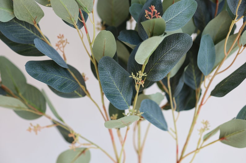 31 Faux Pink Eucalyptus Stems, Artificial Blush Eucalyptus, Holiday Home Decor/Fall Decor/Wedding/gift image 6