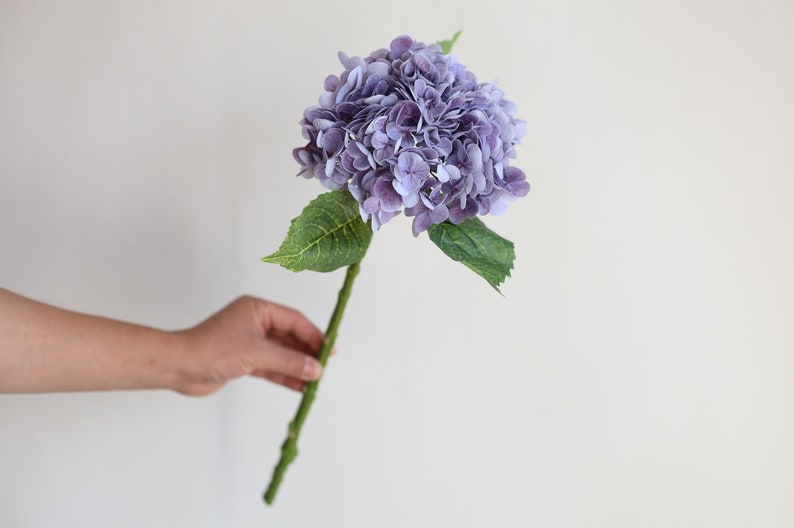 20 Real Touch Huge purple Hydrangea Stem, Realistic Artificial Lavender Purple Flower, /DIY Floral/Wedding/Home Decoration/Gift Dusty purple-DXQ